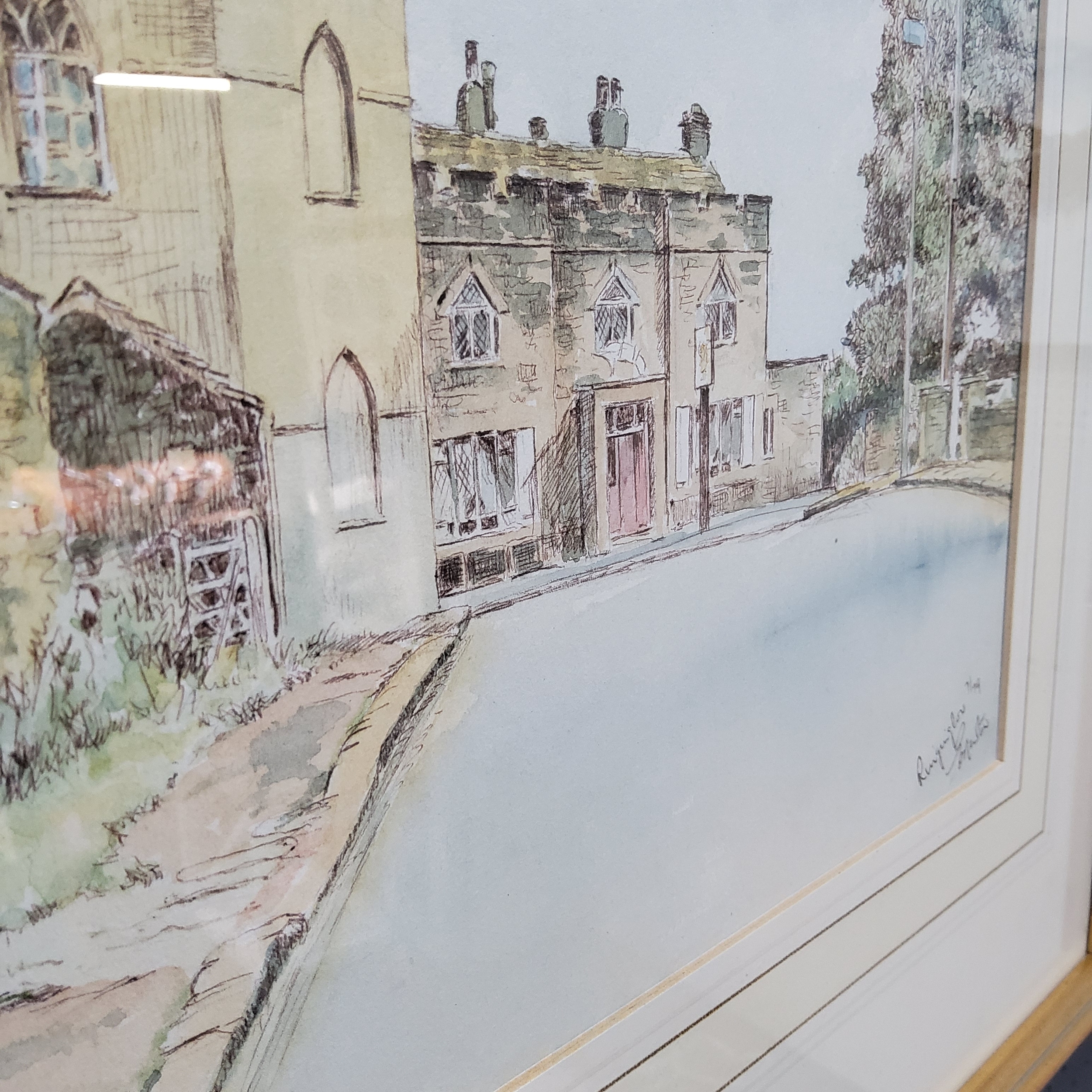 Ron Newton (Sheffield Artist), Ringinglow and The Norfolk Arms, watercolour, signed and dated - Image 2 of 2