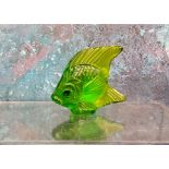 A Lalique model of a fish, in green, 4.75cm high, engraved mark