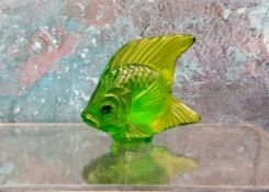 A Lalique model of a fish, in green, 4.75cm high, engraved mark