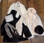 Textiles - Fur jacket; another; a fur short shoulder cape; stole; muff and hat