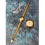 A 9ct gold Bentina lady's watch, Swiss 17 jewel movement, white dial gold baton markers, 9ct gold