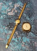 A 9ct gold Bentina lady's watch, Swiss 17 jewel movement, white dial gold baton markers, 9ct gold