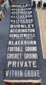 Accrington Corporation Bus blind, Comprehensive Lancashire destination place names, approx 40