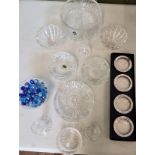 Glassware - Val Saint Lambert ashtrays;  Edinburgh crystal bowls;  Anka ashtray;  etc