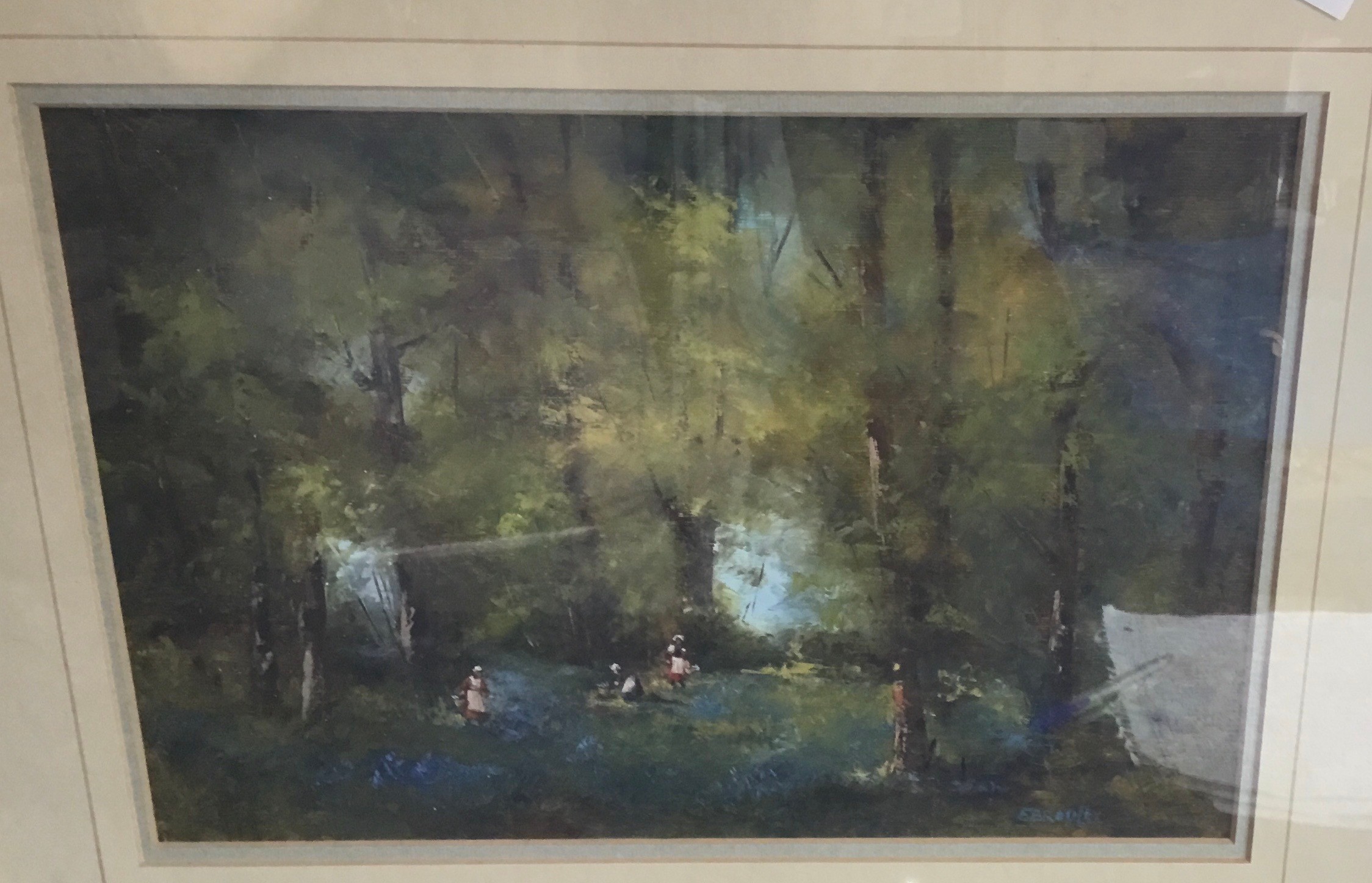 E**Bradley, (20th century) Picking Bluebells, signed, oil, 24cm x 37cm - Image 2 of 2