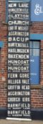 Lancashire - Accrington Corporation blind, 42 Names in total, starting New Lane to Blackburn Via: