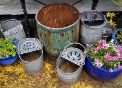 Galvanised feed buckets and a dolly tub
