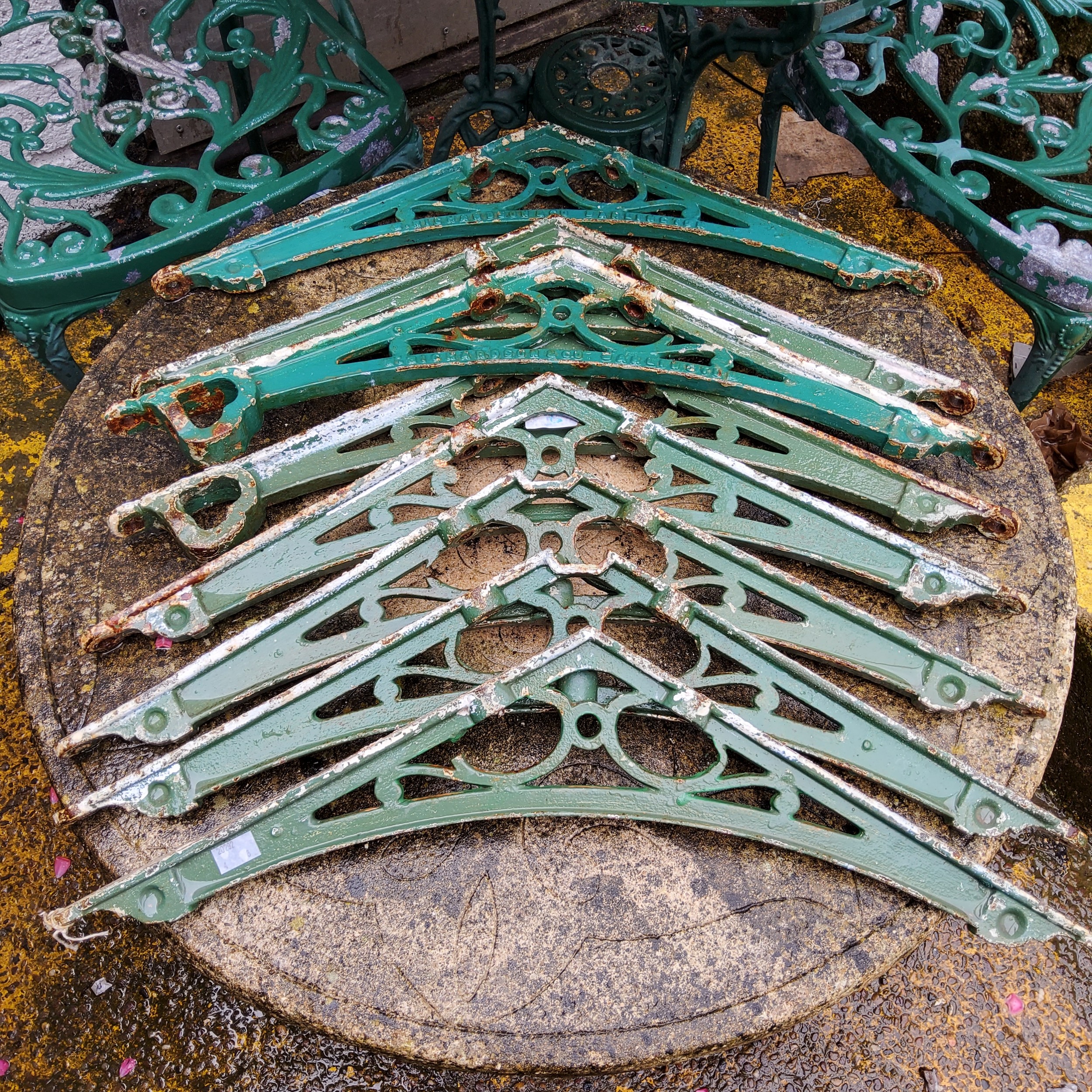 Salvage - a set of eight Richardson & Co iron conservatory or greenhouse brackets