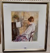 English School (20th century) Flutist. indistinctly signed, watercolour, 26cm x 23cm