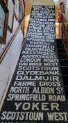 Glasgow Corporation Tramways destination blind - Dalmarnock Depot. 36 names starting Normal