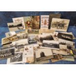 Postcards - various, interesting examples, including, disasters, accidents, Crystal Palace, fishing,