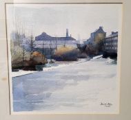 Tony Houghton, Kelham Winter, signed in pencil, dated 93, watercolour, 26cm x 26cm;  others, Coastal