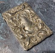 An Edwardian silver rectangular card case, embossed with scrolling foliage, 9cm high, Birmingham