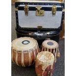 A Tabla set of two Indian drums;  another;  Maessman trunk;  etc