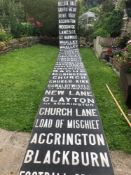 A substantial Accrington Corporation, Lancashire destination blind, 52 names in total including: