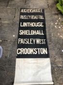 Glasgow Tramway Corporation destination place name blind on spool, including Auchenshuggle,
