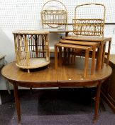 20th Century Furniture - a G Plan red label extending D-end dining table; nest of teak tables; woven
