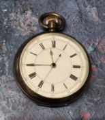 A late Victorian silver open faced fusee centre seconds chronograph, unnamed, movement stamped No.