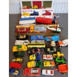 Diecast Vehicles - Corgi, Matchbox, etc, all playworn;  a home made stand;  etc
