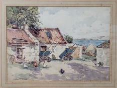 James Wilson Mckinnell (1919-2005)  Corner of an Arran Croft, signed, label to verso, watercolour,