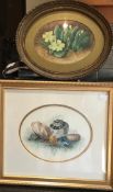 Victorian School, Still Life, Shells, watercolour, oval, 15cm x 20cm;  another, Primroses, 12cmx