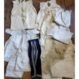 Victorian and later children's clothes - cotton smock dresses;  Rowe Navel suit;  felt dresses;  etc