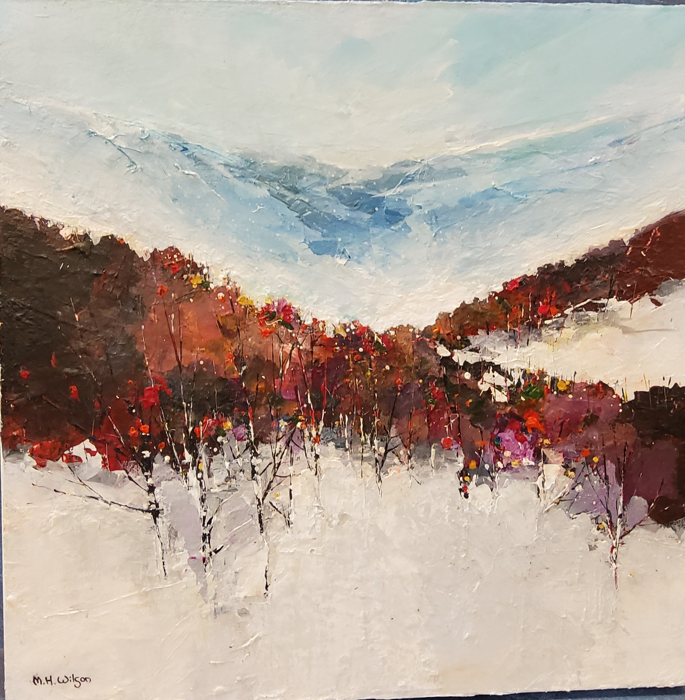 Mark H Wilson (Sheffield Artist) Bolehills Snowfall signed, oil on canvas, 51cm x 51cm;  another,