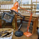 Herbert Terry & Sons orange Anglepoise studio lamp, excellent condition; another Herbert Terry & Son