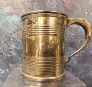 A George III silver spreading cylindrical mug, banded, Barnards, London 1825