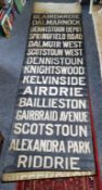 Glasgow Corporation Tram blind - Dennistoun Depot c.1960 (complete)