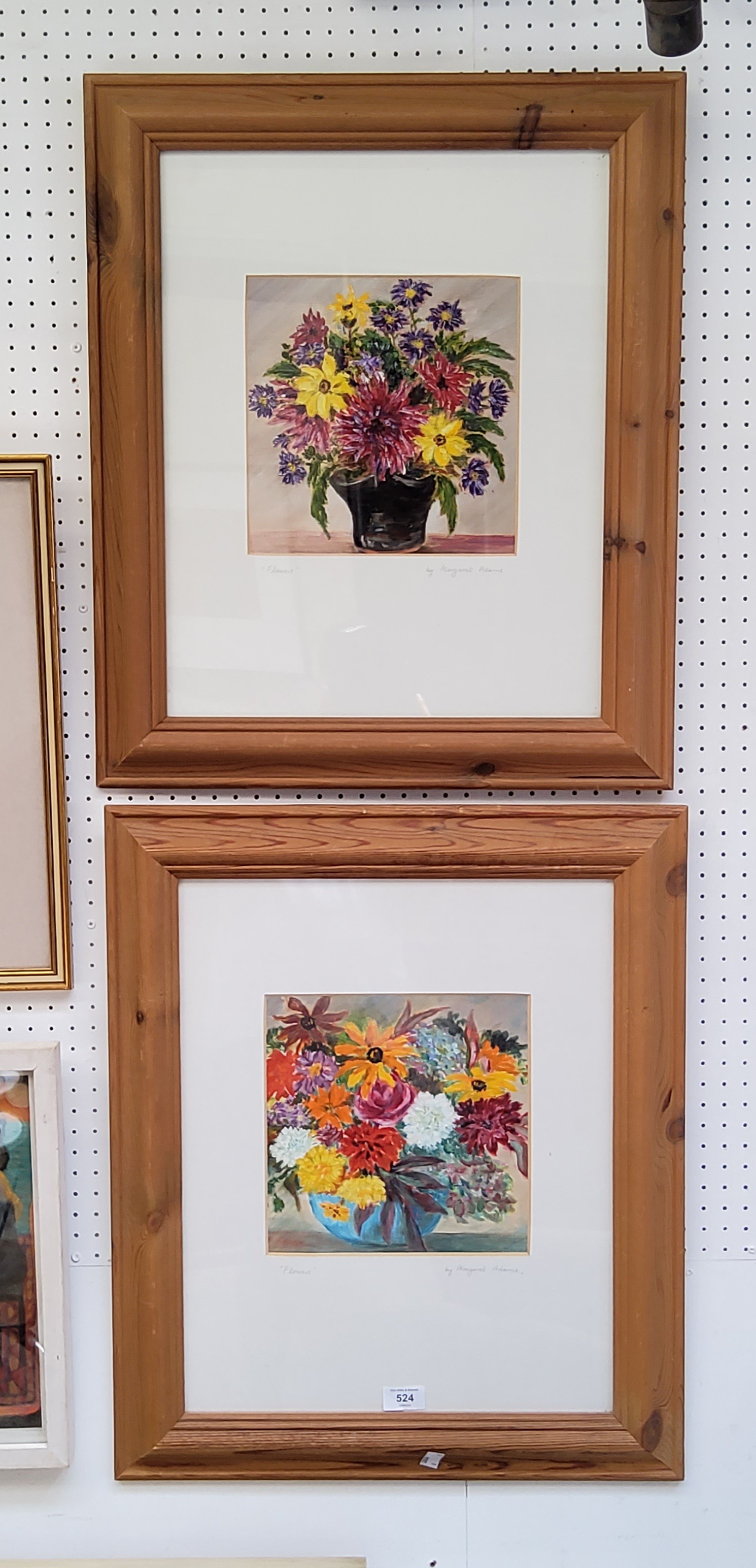 Margaret Adams, by and  after, a pair, Flowers, coloured prints, signed and titled in pencil, 23.5cm