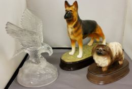 A Beswick model, of an Alsatian, on base, 22cm high, printed marks;  another, Pekingese, 11cm high;