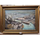 Edward Teesdale (contemporary) Industrial Harbour signed, dated 1974, oil on canvas, 40cm x 60cm;