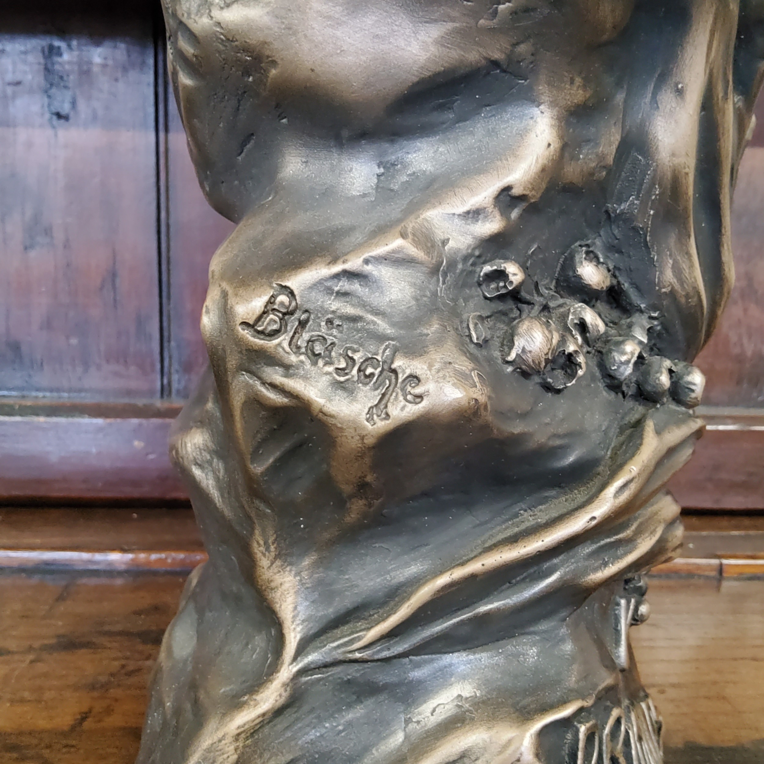 An Art Nouveau style composition bust,  after Blasche, of a maiden 'Le Printemps', 62cm high - Image 3 of 5