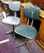 Industrial Salvage - Two Evertaut machinist /workshop adjustable chairs