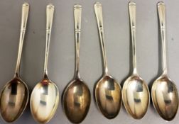 A set of six silver coffee spoons, Sheffield various date codes, 1968, 1969. 1971