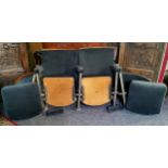 Four early / mid 20th century cinema or theatre folding seats with cast iron supports (complete)