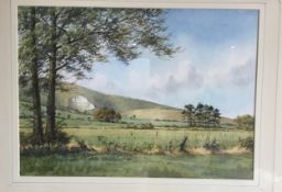 Joan Morgan, near Malham Cove, signed, watercolour, 26cm x 36cm