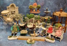 Doll's House Garden Accessories - fountains, arbor, trees, shrubs, pavilion, garden furniture,