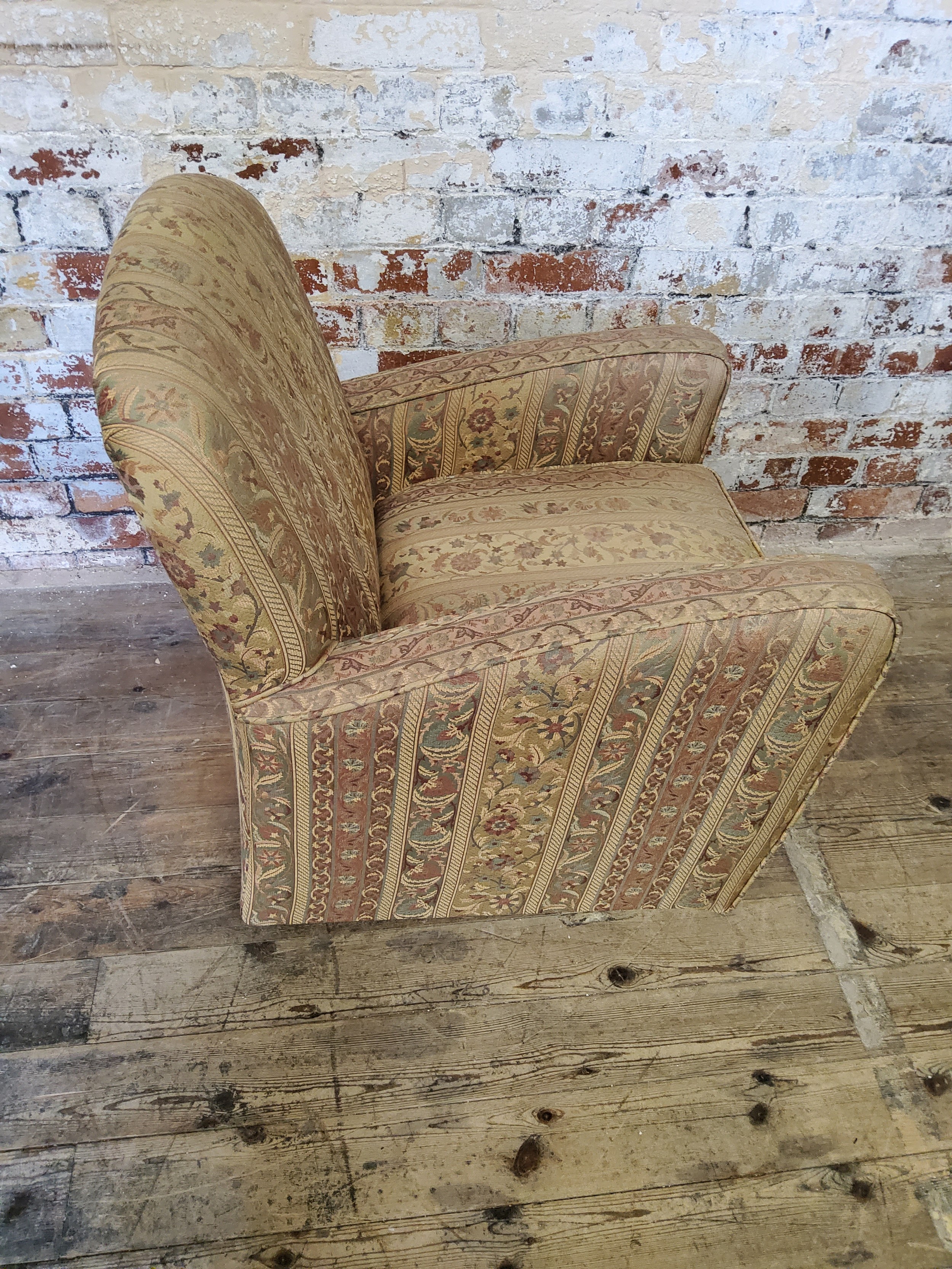 An early 20th Century Art Deco library/arm chair, re-upholstered, height 82cm (seat 43.5cm) x - Image 3 of 6