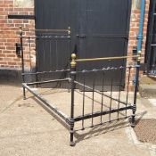 A Victorian cast iron and brass single bed c.1880