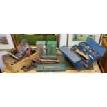 Tools - tool boxes, box planes, rebate planes, rosewood and brass set square, etc QTY