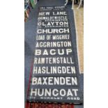 LANCASHIRE Transport History - Accrington Corporation Bus destination blind, approximately 40 names,