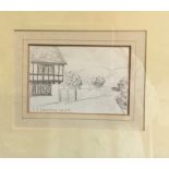 After LS Lowry, Tudor Cottage, bears signature and dated 1957, pencil sketch, 8cm x 12.5cm