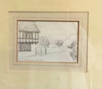 After LS Lowry, Tudor Cottage, bears signature and dated 1957, pencil sketch, 8cm x 12.5cm