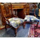 Interior Design - a good pair of Victorian walnut nursing chairs, recently upholstered in a parakeet
