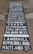 Glasgow Corp Tramways destination blind 22 Names Starting: Shettlestoun To: Maryhill Depot Glasgow