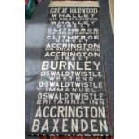 Lancashire Accrington Corporation blind C-1960/70 A comprehensive and large scroll including  Bacup,