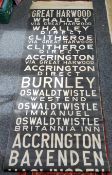 Lancashire Accrington Corporation blind C-1960/70 A comprehensive and large scroll including  Bacup,