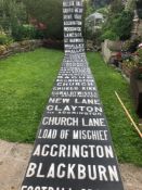 A substantial Accrington Corporation, Lancashire destination blind, printed 1952, 52 names in